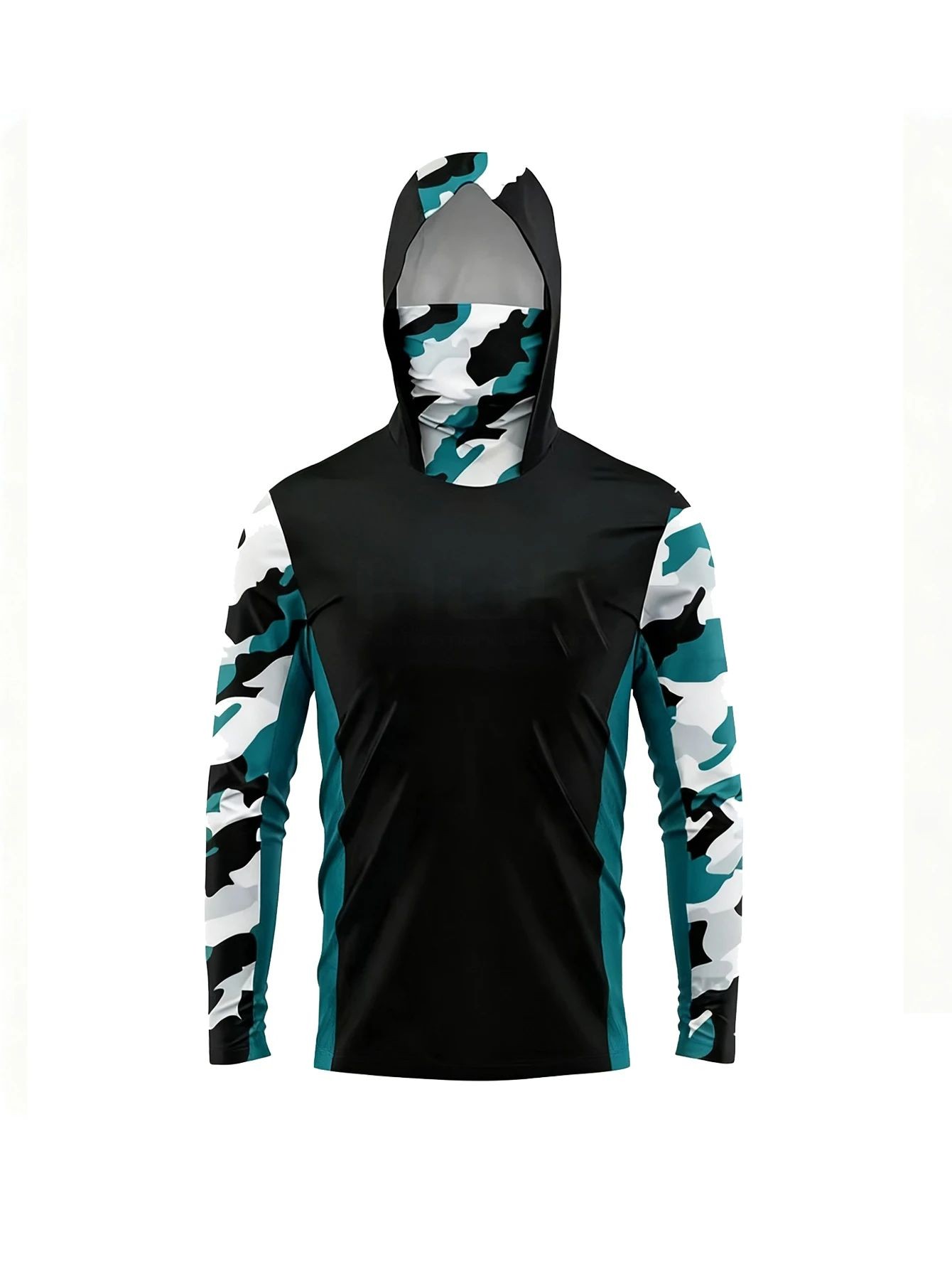 Summer Clothing Types - Outdoor-Herren-Angelhemd mit Kapuze, Schutz, Camouflage, integrierter