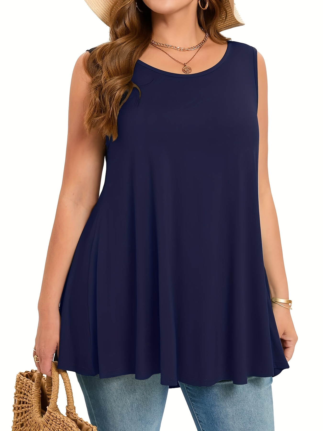 Summer Upf Clothing - Einfaches, solides Tanktop in Übergröße, lässiges,