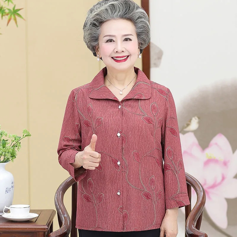 Summer Clothing Old Money - Alte Dame, mittlere Ärmel, Hemd, Oberteile,