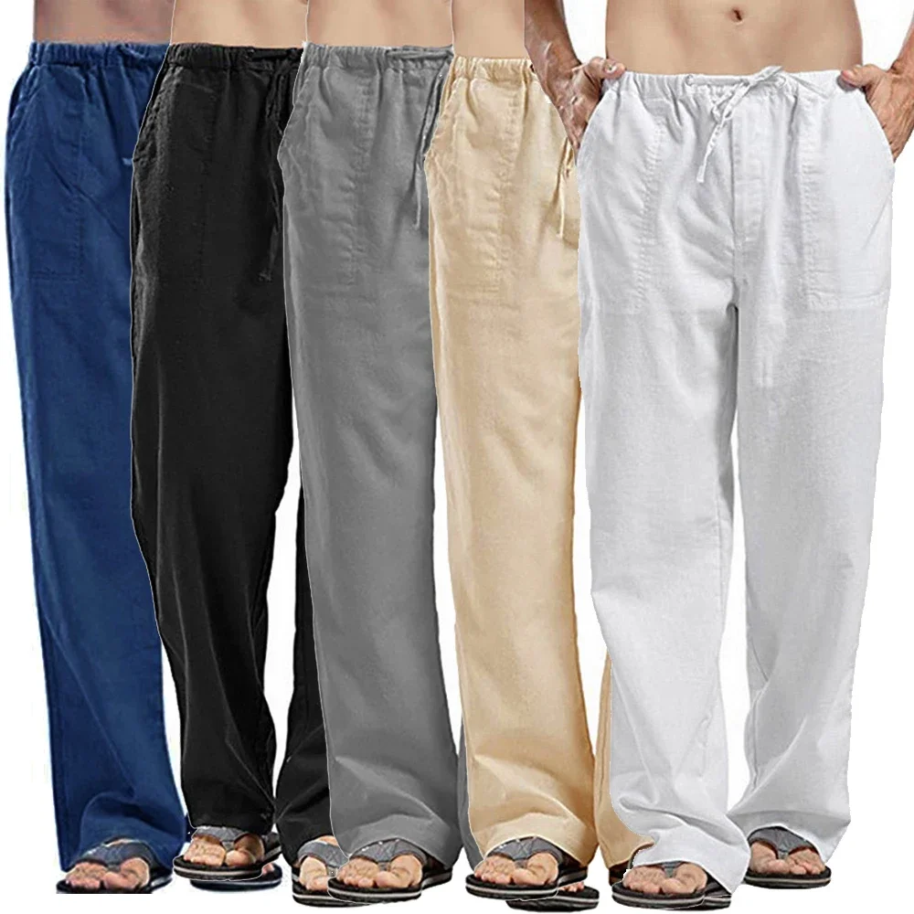 Summer Clothing Men Linen - Herren Freizeit hose Baumwoll Leinen hose