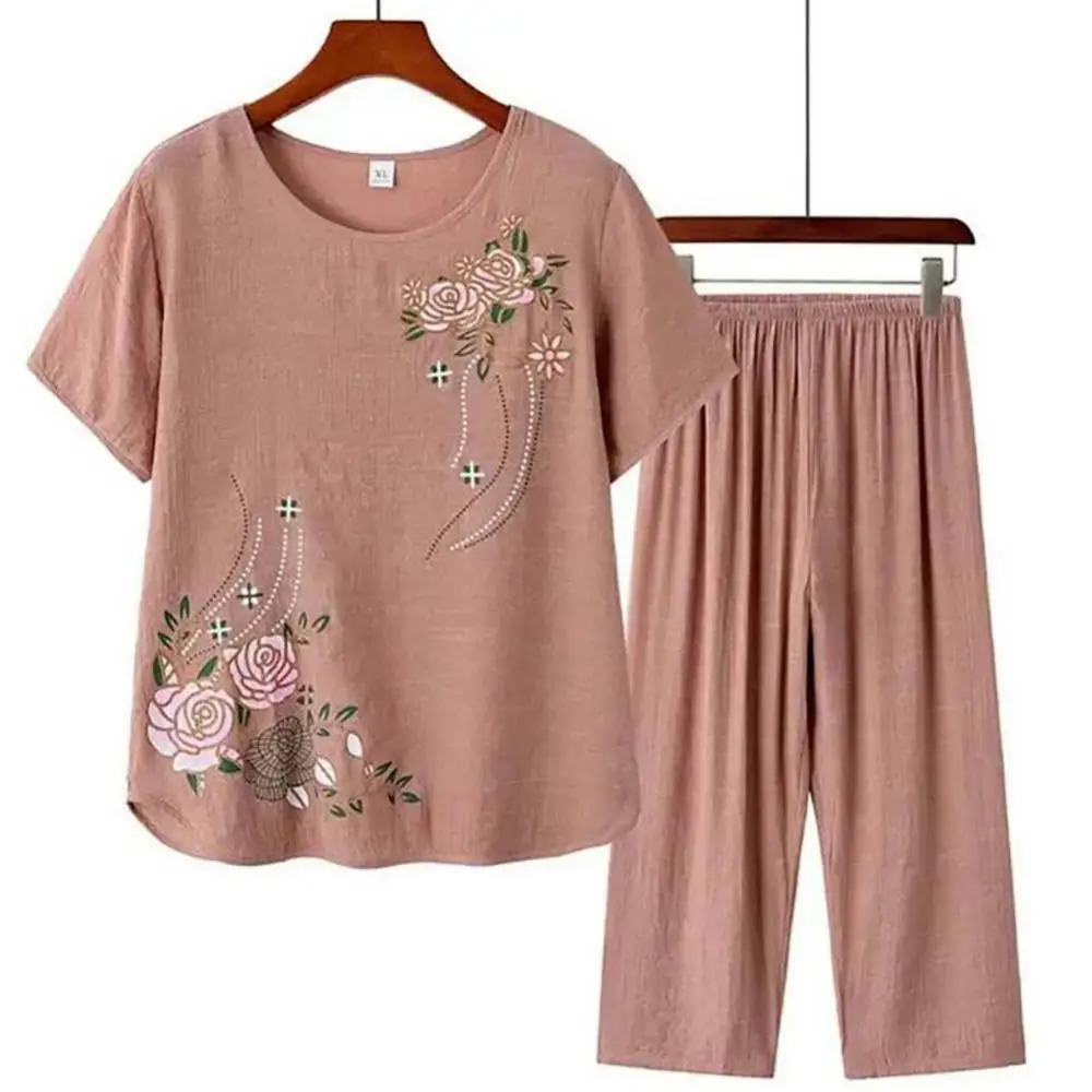 Summer Clothing Men Linen - Kurzarm-T-Shirt für ältere Frauen mittleren Alters,
