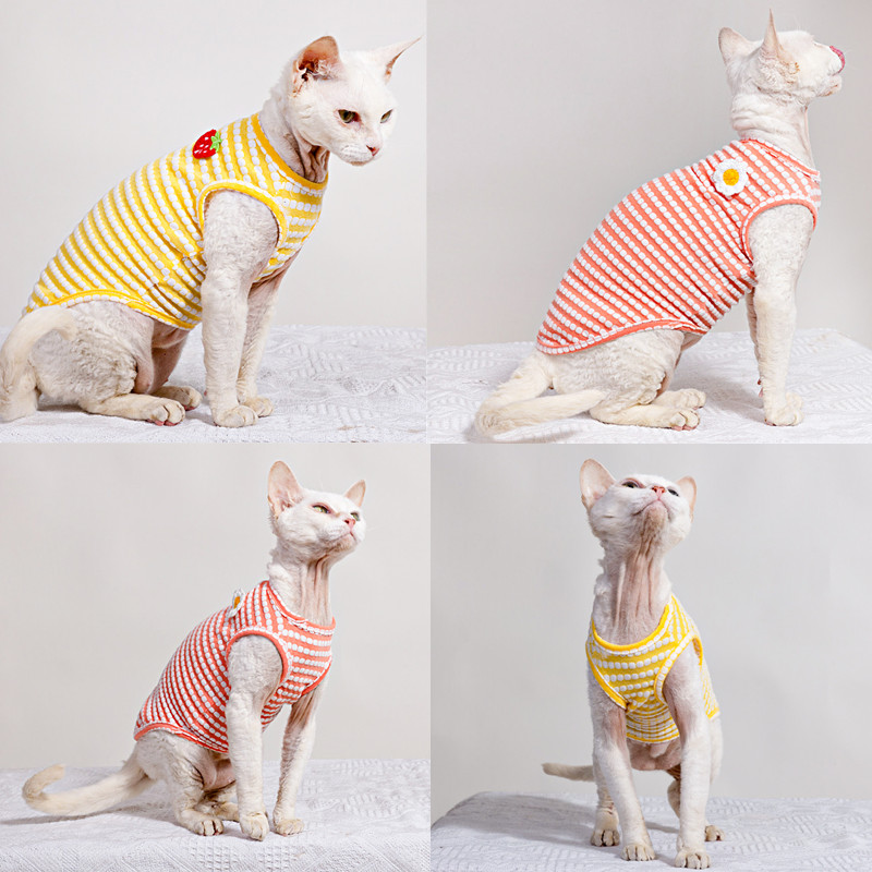 Soft Summer Yellow Clothing - Sommer-T-Shirt für Sphynx-Katzen, Weiche Kurzarm-Weste in