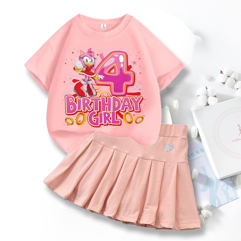 Summer Clothing Set For Girls - 2-teiliges Sonics Love Kleid T-Shirt Set
