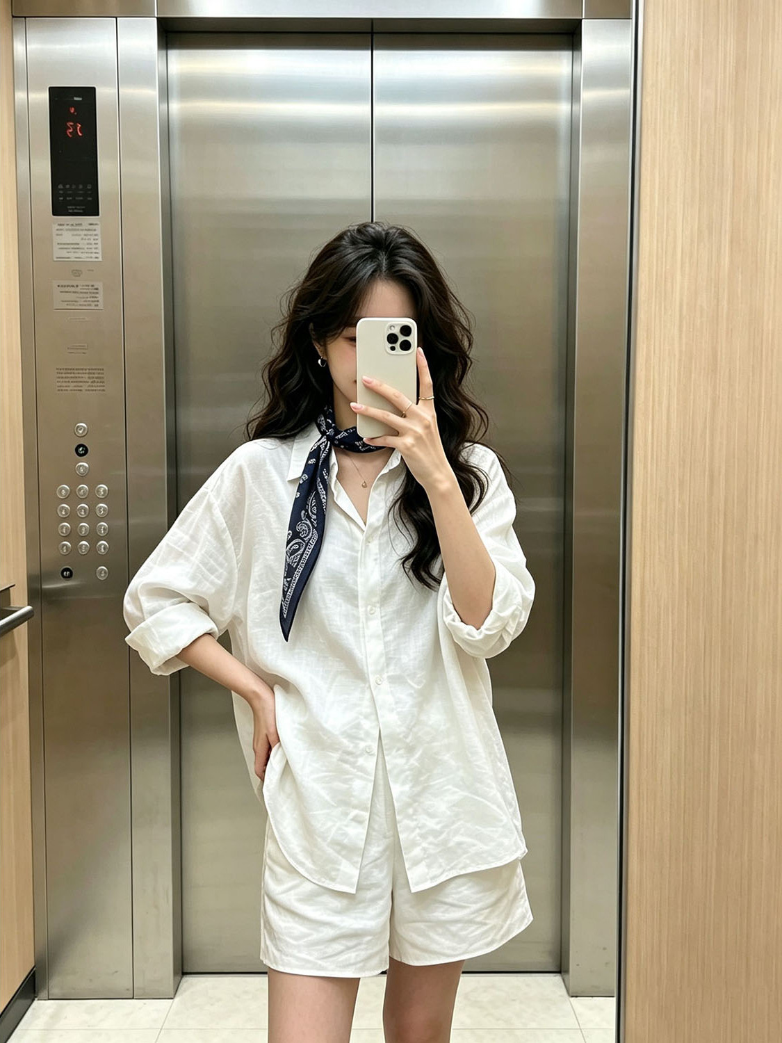 Summer Clothing Old Money - Weißes koreanisches Hemd-Shorts-Set mit elastischem Bund,