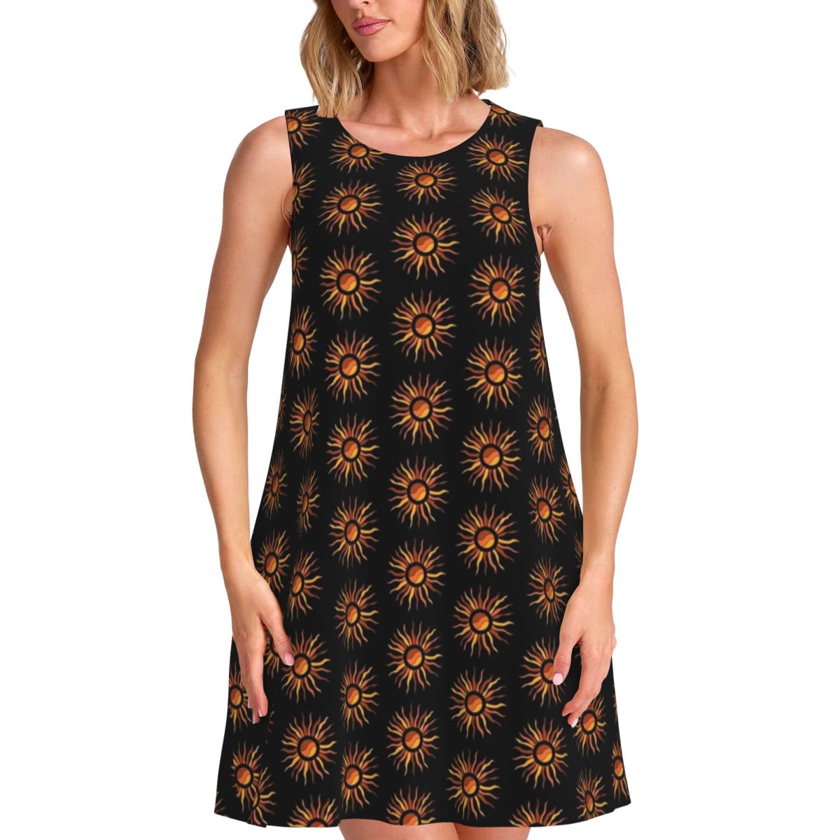 Summer Rays Clothing - Sun Rays Freizeitkleid Vintage-Print Streetwear-Kleider Ärmelloses