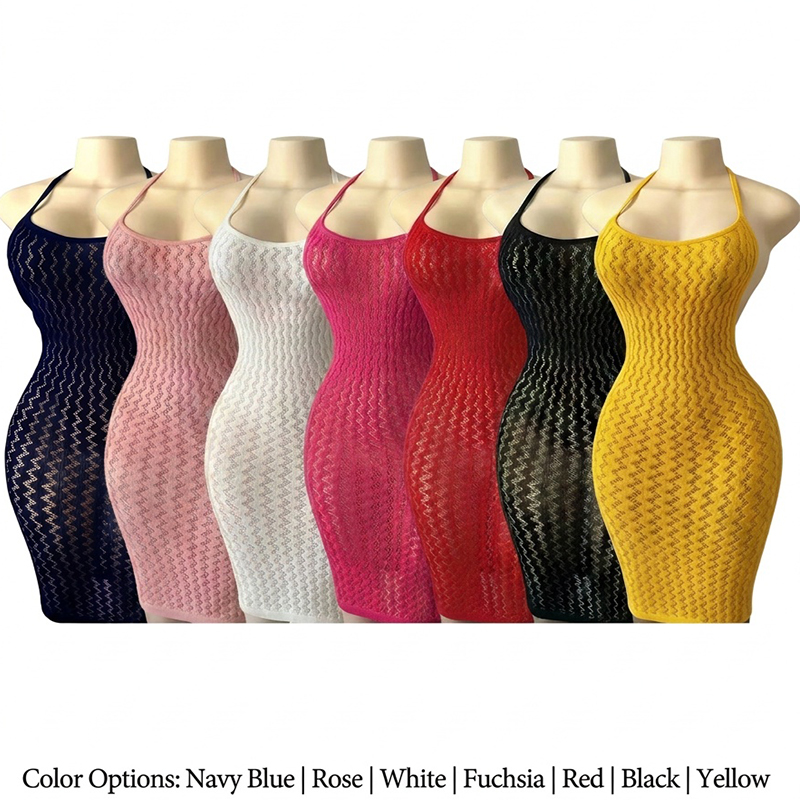Swim Cover Up Mesh - Netz-Strandkleid für Damen, Transparentes Fischnetz-Bodycon-Kleid, Sexy