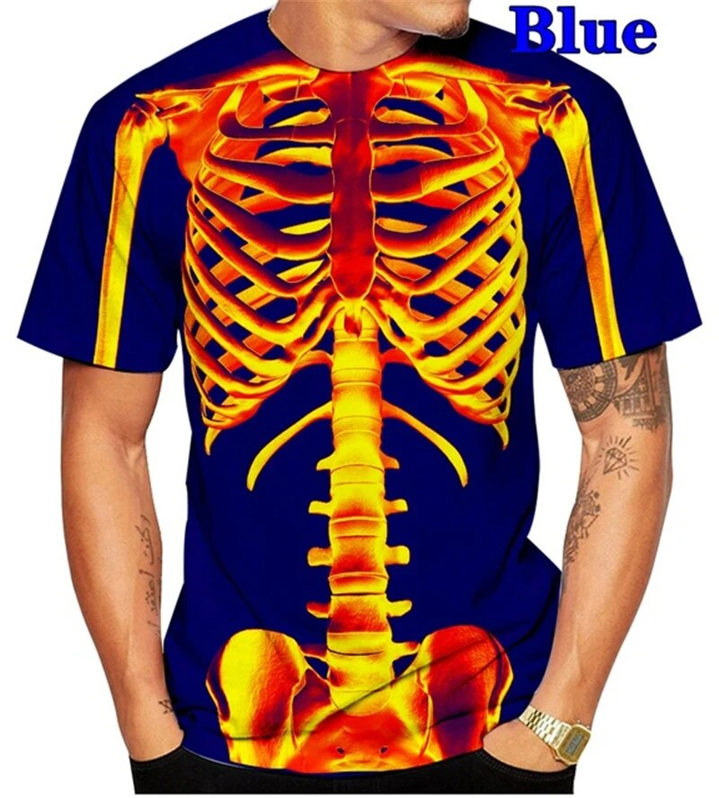 Summer Rays Clothing - Horror Schädel Skelett Grafik T-Shirt für