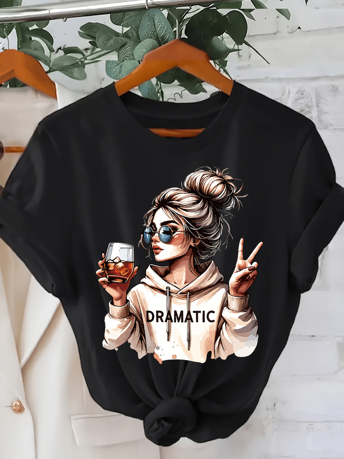 Summer Clothing Trends For Women 2026 - DRAMATIC 1-teiliges Damen-T-Shirt mit modischem Aufdruck,
