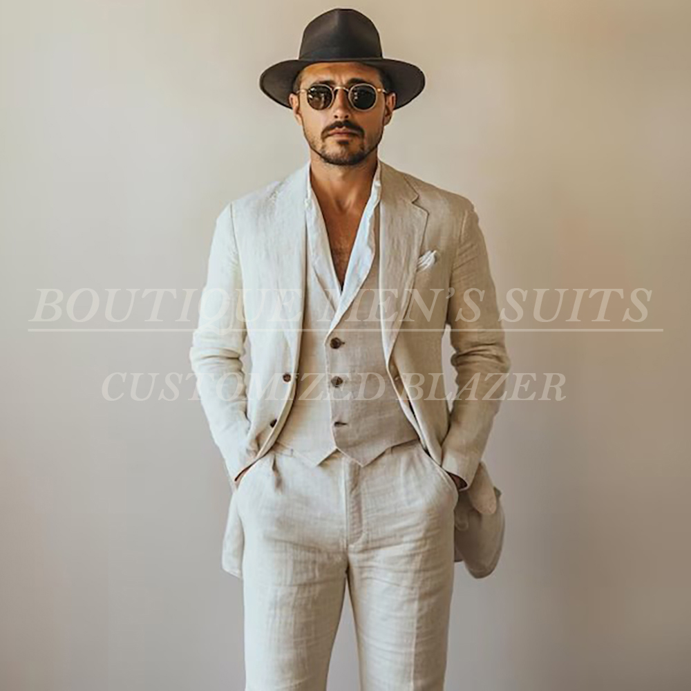 Summer Clothing Men Linen - Lässige Sommer-Leinenanzüge für Herren für Hochzeiten,