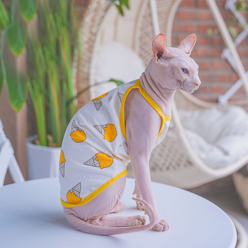 Soft Summer Yellow Clothing - Sphynx Katze Kleidung Sphinx Baumwolle Weste