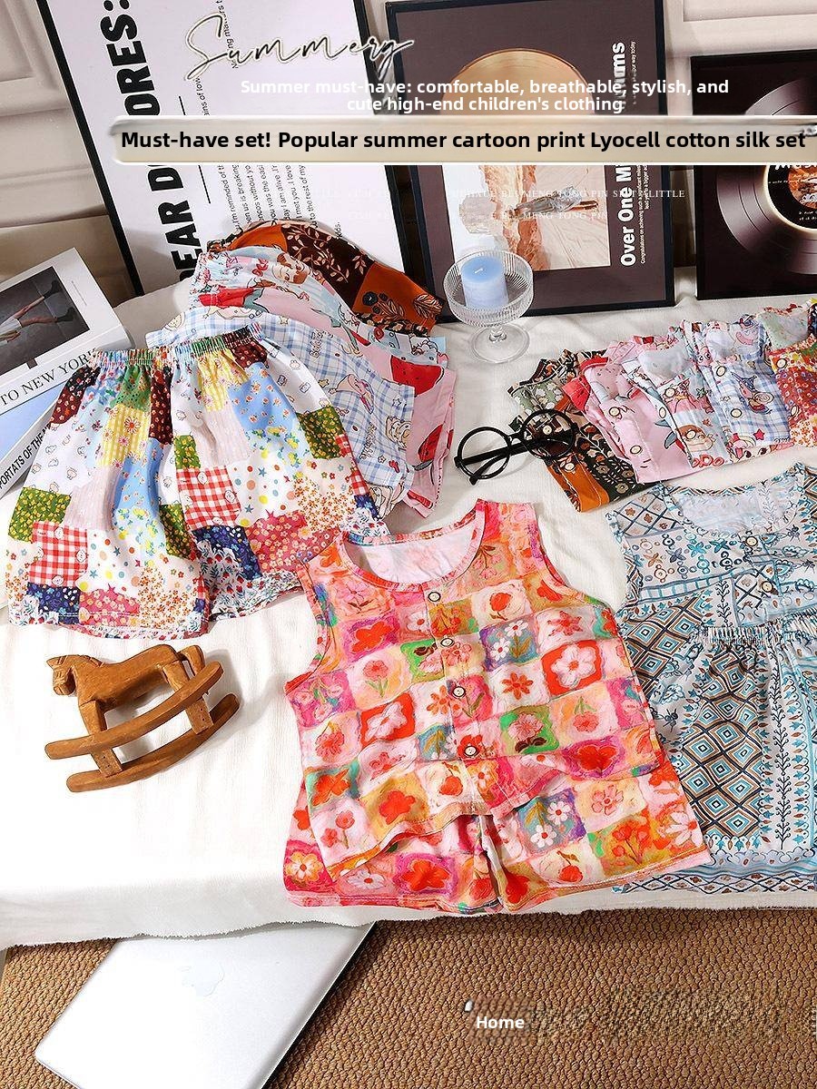 Mädchen Sommer Baumwoll-Seiden – Summer Clothing Set For Girls Bewertung und Preis