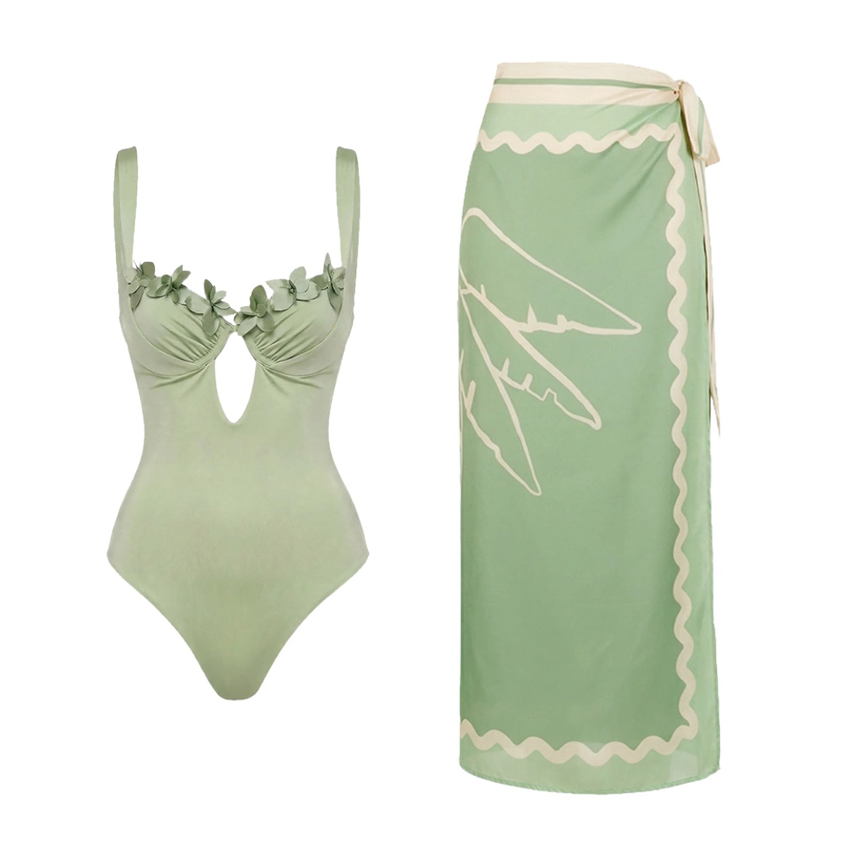 Blumen 3-teiliger Häkel-Bikini – Swim Cover Up Mesh Bewertung und Preis