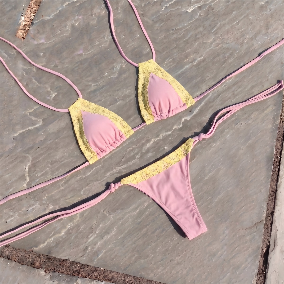 Spitzen-Bikini-Set (3-teilig), – Swim Cover Up Mesh Bewertung und Preis