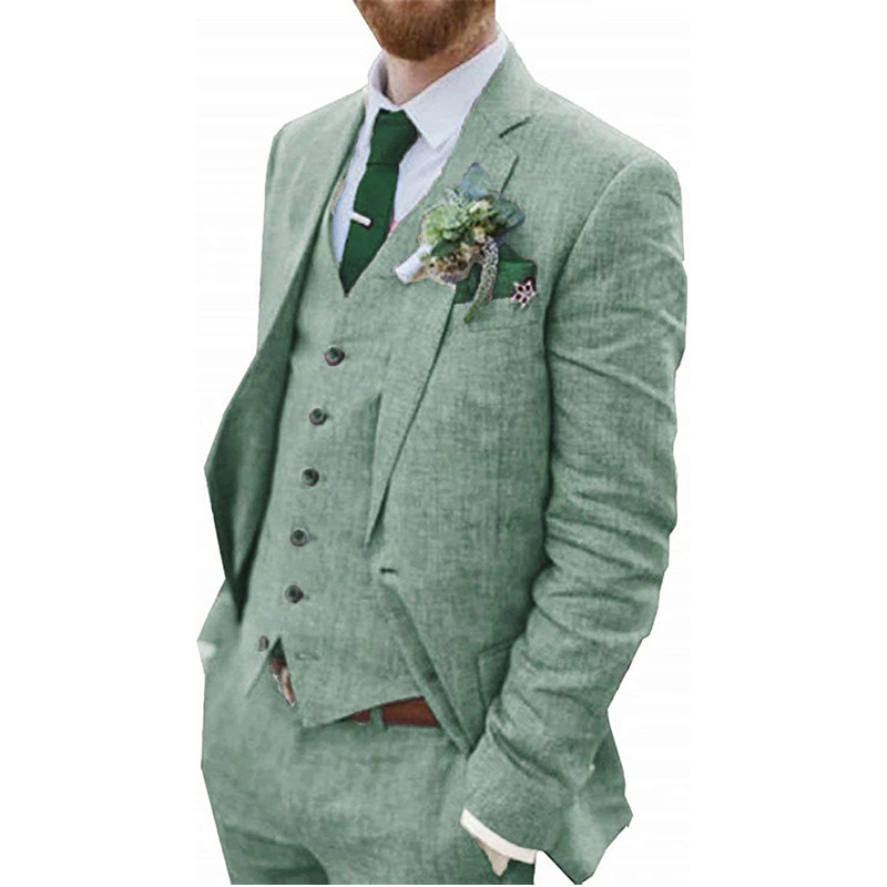 3-teiliger Herren-Retro-Leinen – Summer Clothing Men Linen Bewertung und Preis