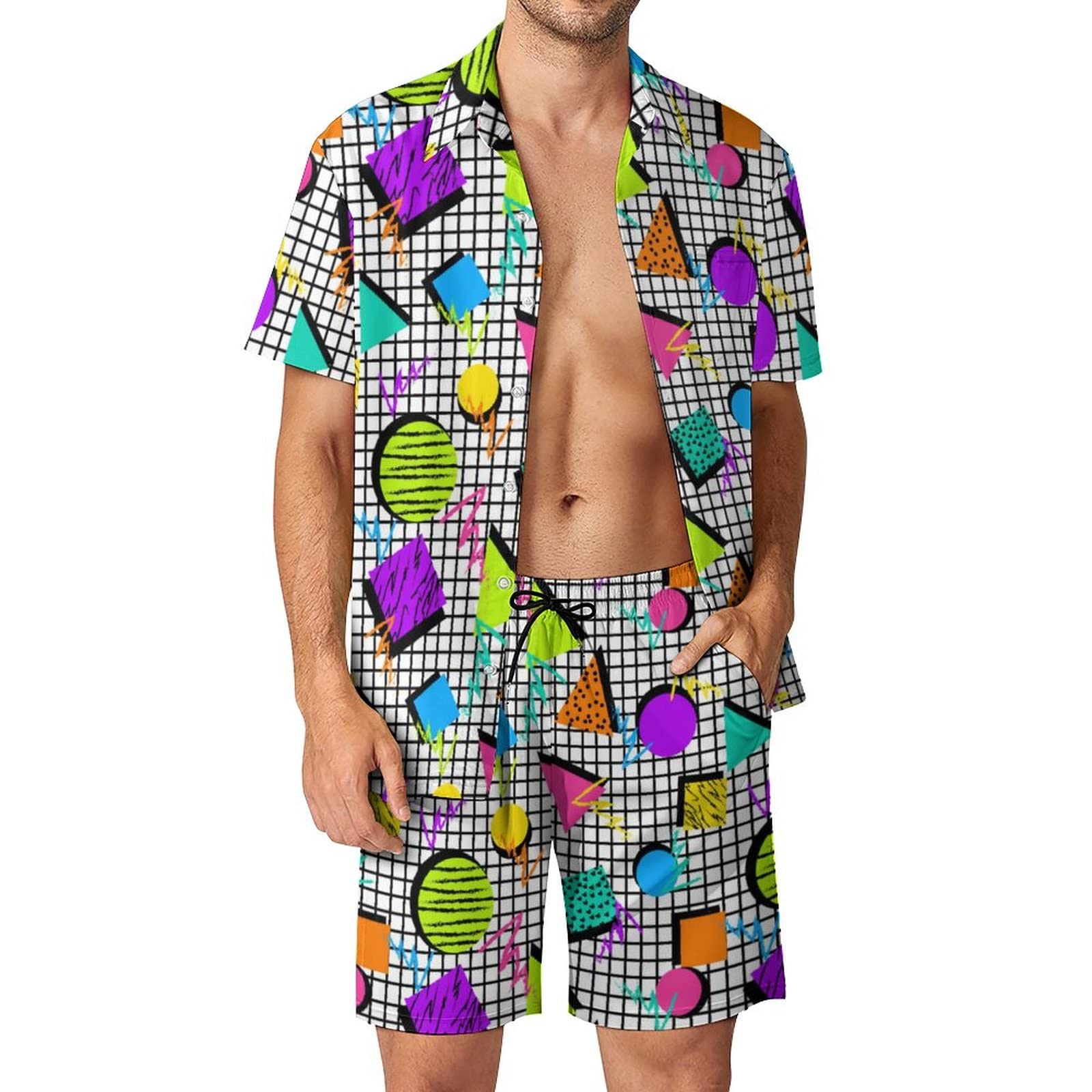 Sommer Unregelmäßiger Geometri – Beach Shirt Hawaiian Bewertung und Preis