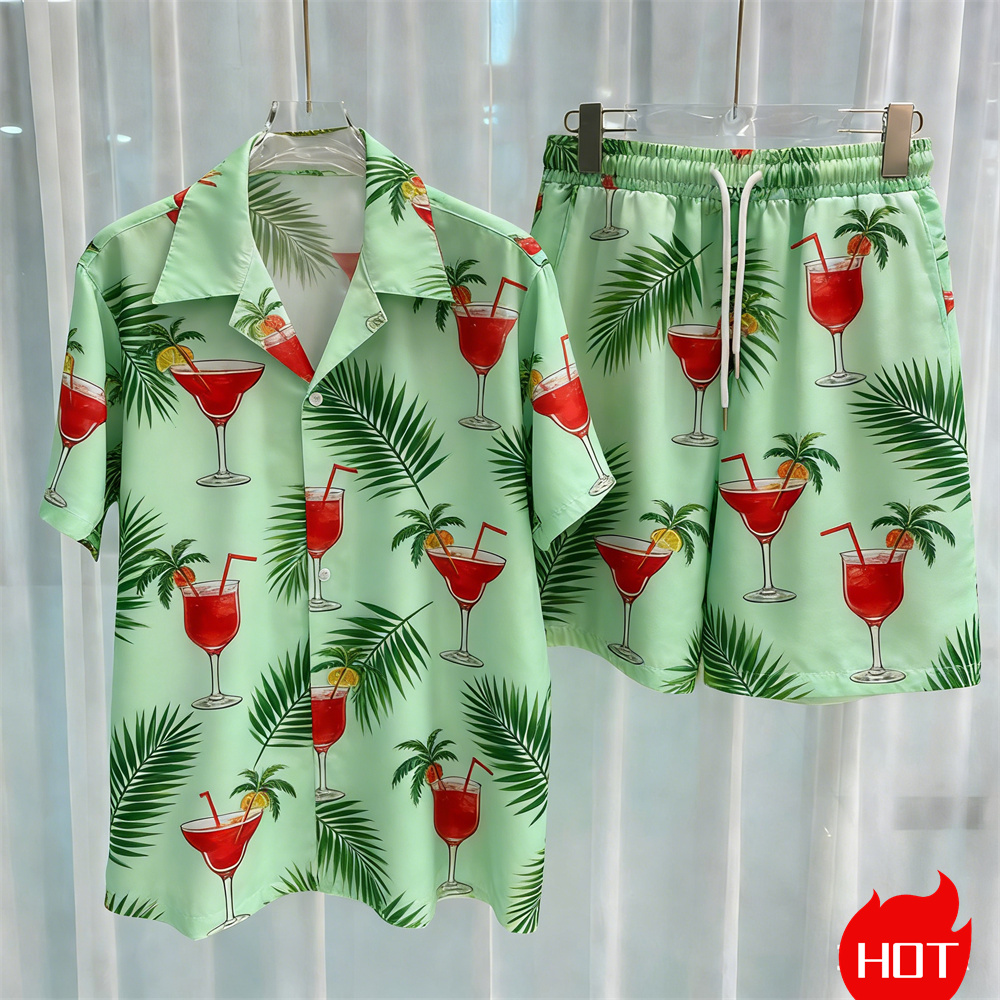 Sommer-Herrenhemd-Sets mit Pfl – Beach Shirt Hawaiian Bewertung und Preis