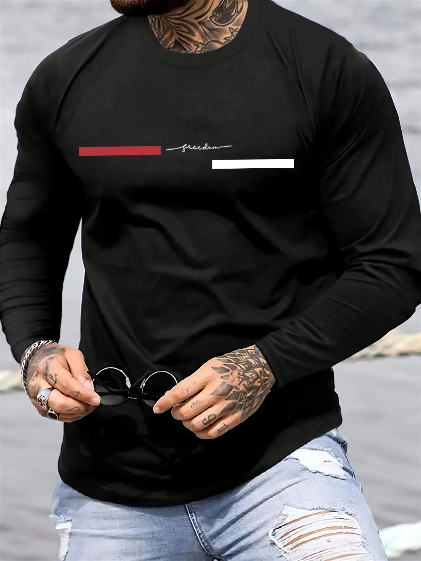 Rot-schwarzes Line Herren-T-Sh – Summer Clothing Types Bewertung und Preis