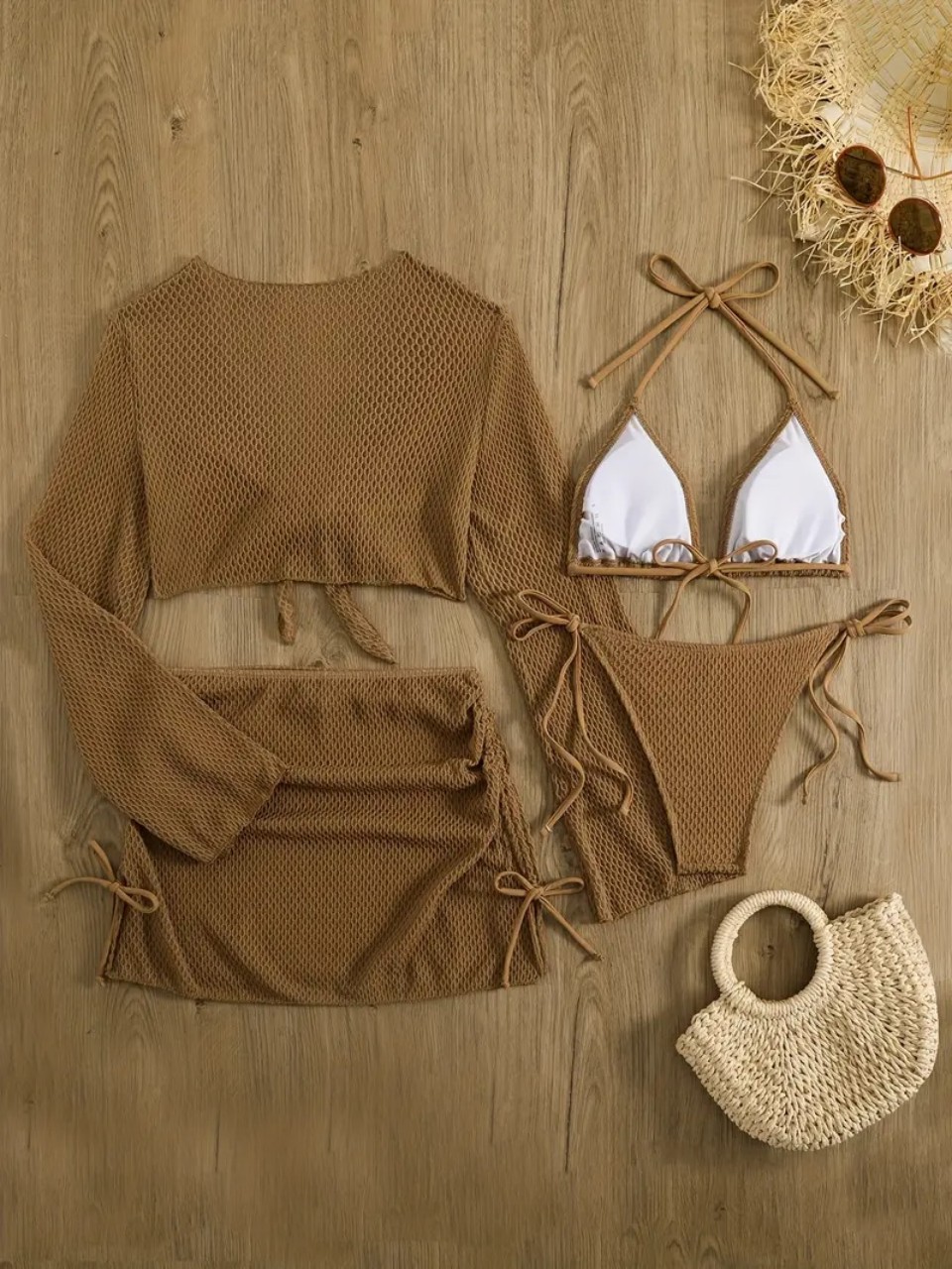 4-teiliges Neckholder-Bikini-S – Swim Cover Up Mesh Bewertung und Preis