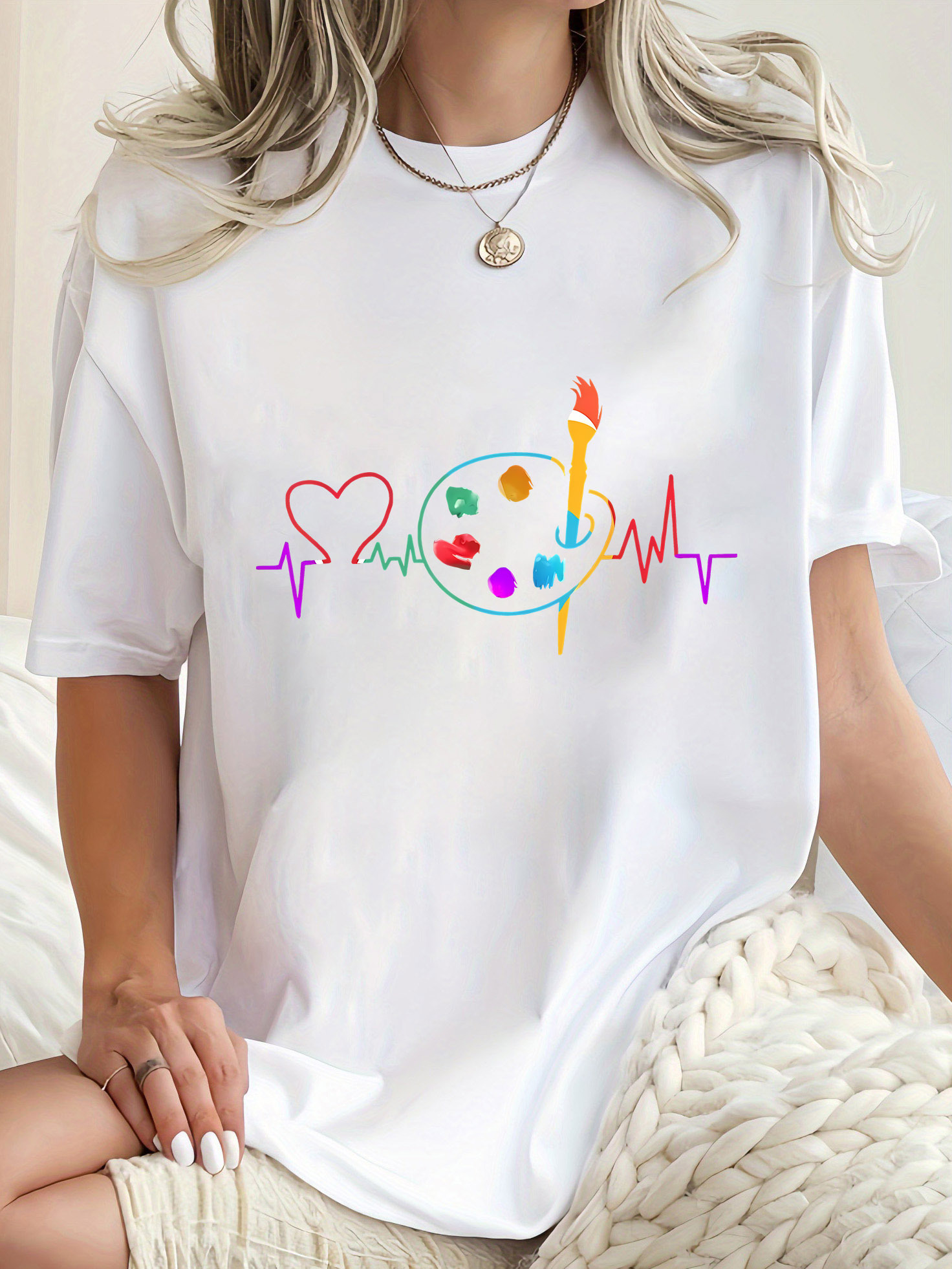 Buntes geometrisches Damen-T-S – Summer Clothing Palette Bewertung und Preis