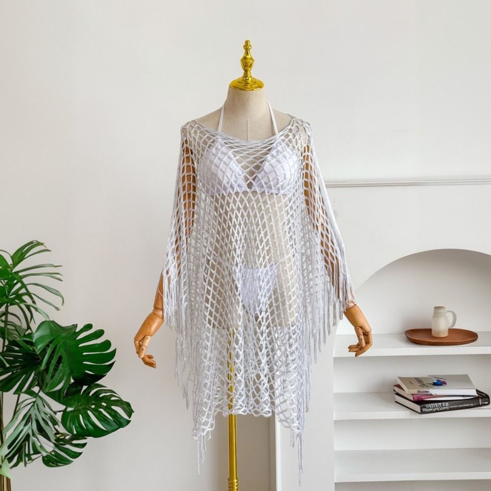 Einfarbiger Quasten-Sonnenschu – Swim Cover Up Mesh Bewertung und Preis