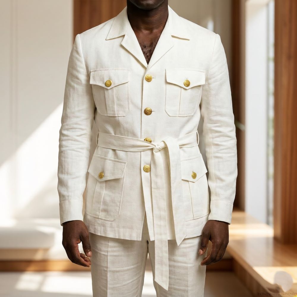 Herren Off-White Leinen Safari – Summer Clothing Men Linen Bewertung und Preis