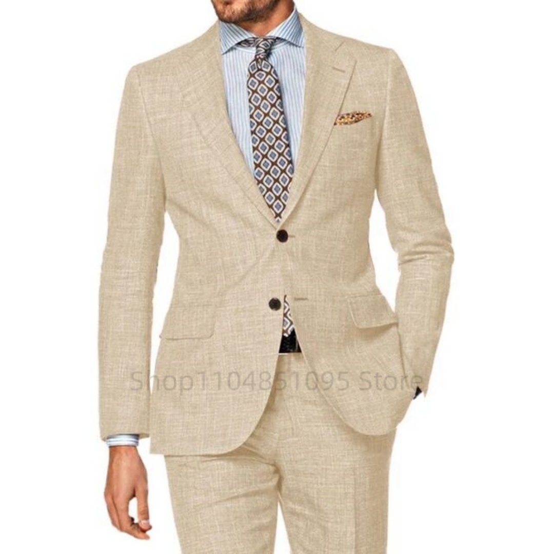 Weißer Leinen 2-Teiliger Herre – Summer Clothing Men Linen Bewertung und Preis