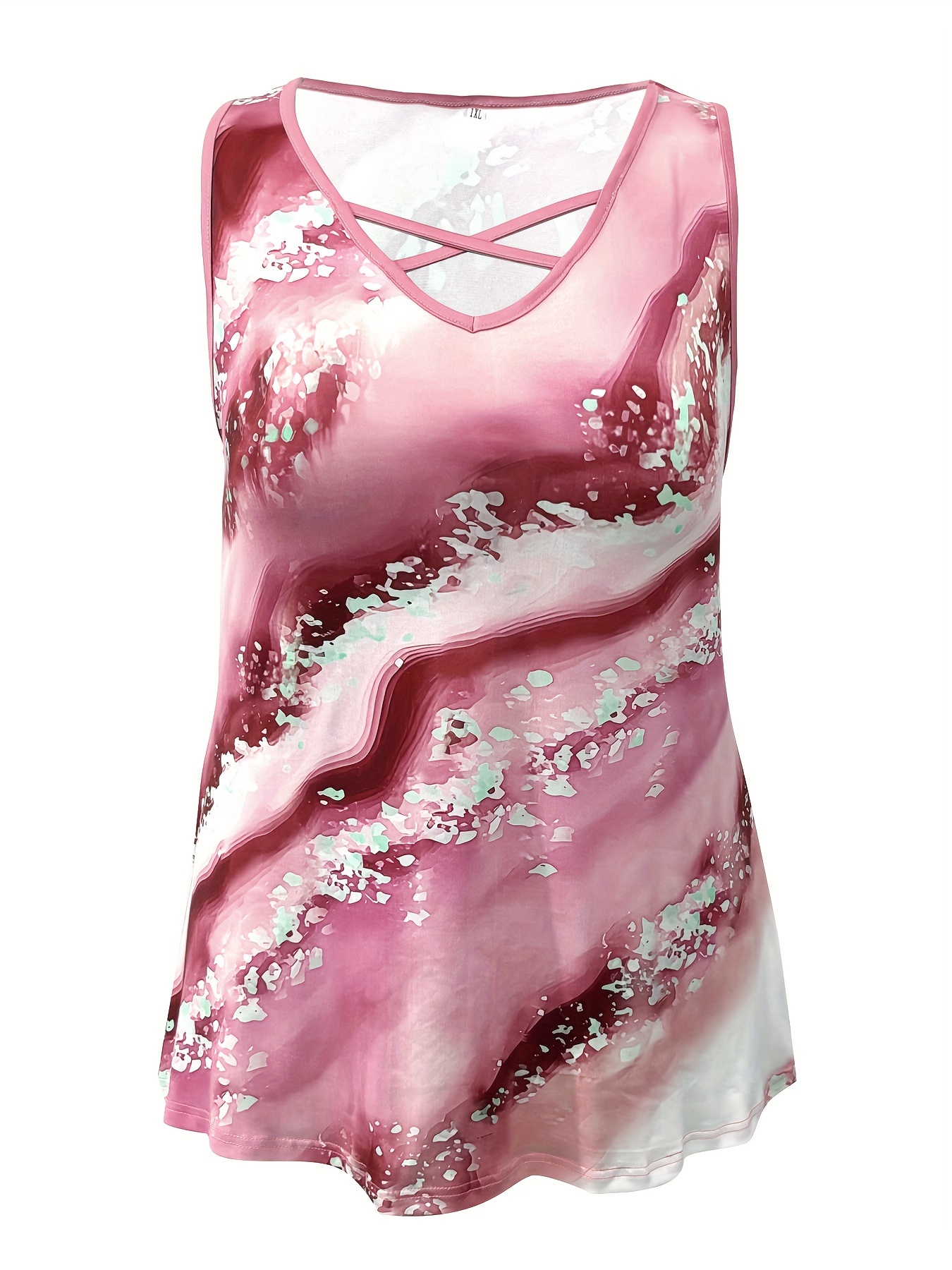 Plus Size Marmor Print Tank To – Summer Upf Clothing Bewertung und Preis