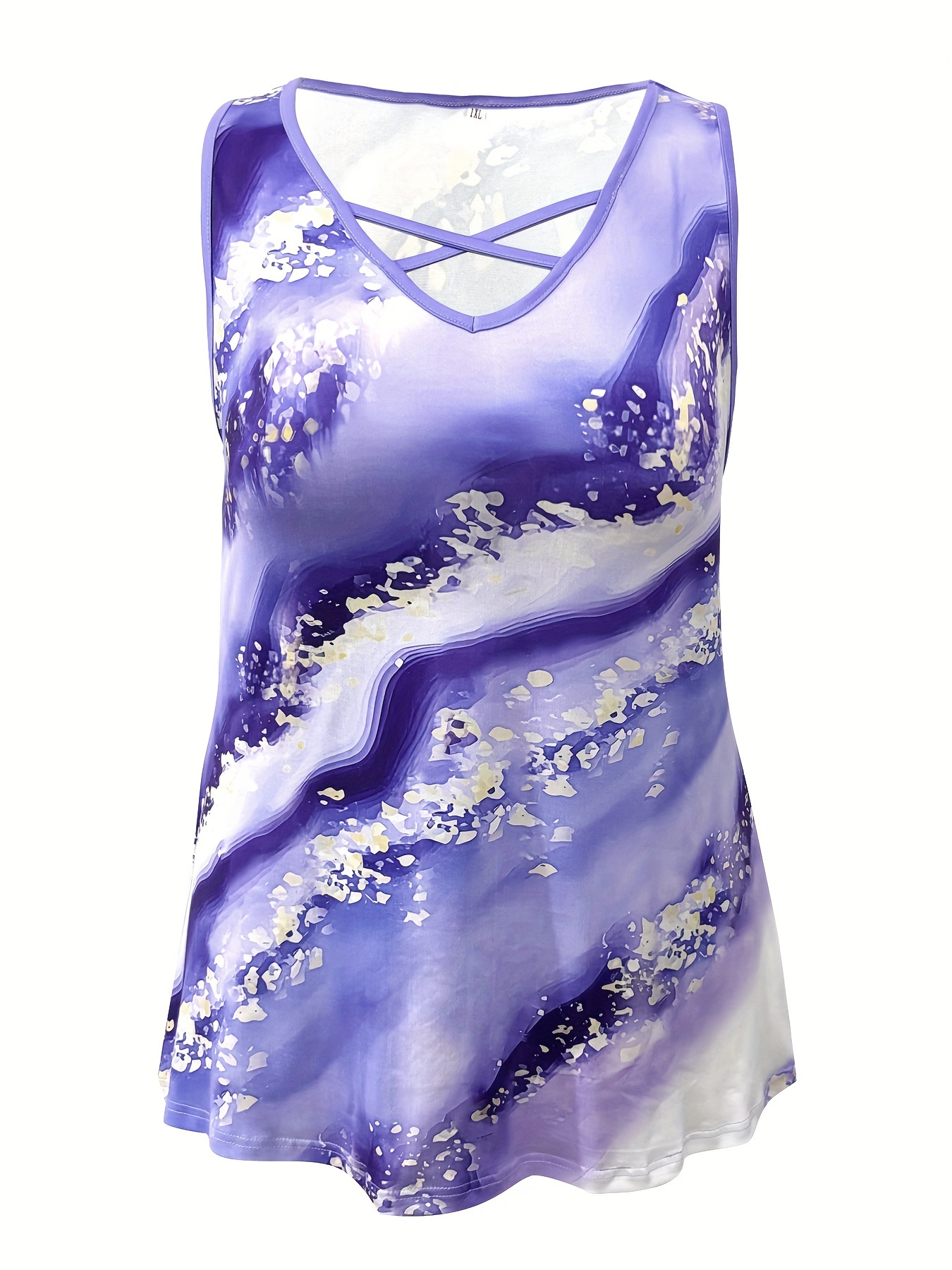 Plus Size Marmor Print Tank To – Summer Upf Clothing Bewertung und Preis